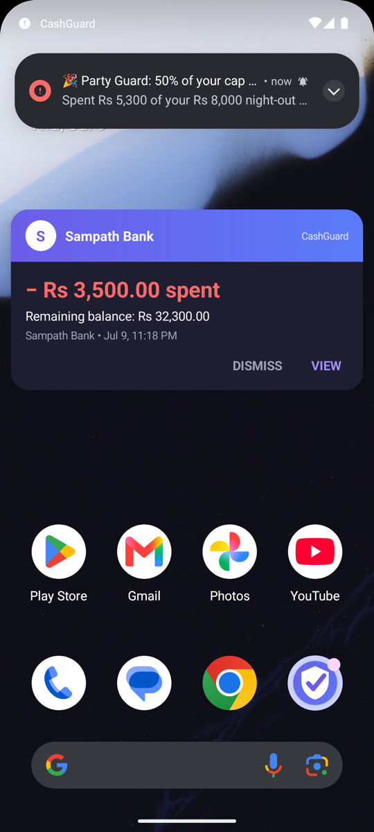 Transaction popup